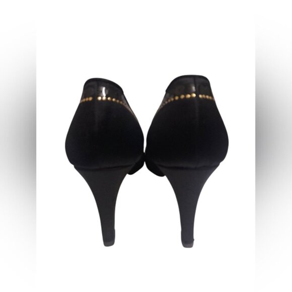 St. John Black Heels with Intricate Beadwork SZ 6B - Picture 3 of 11